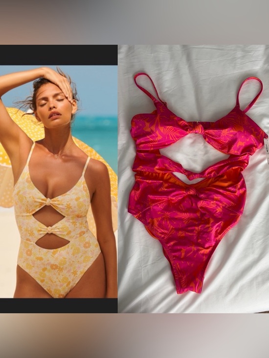 Victoria's Secret Other - NWT Victoria’s Secret Hot Pink / Orange Floral Cut-Out One-Piece Swimsuit